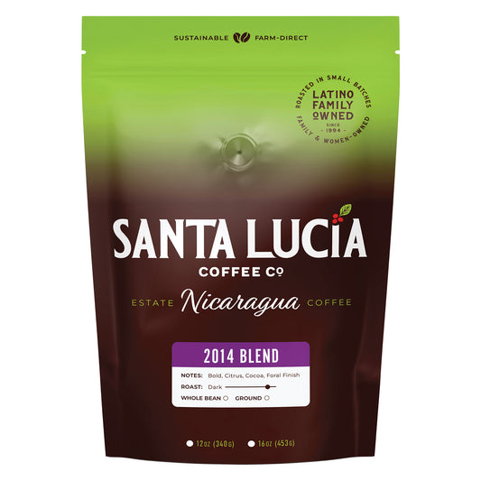 One 16 ounce bag of Santa Lucia Coffee's Premium Single Origin Nicaraguan 2014 Roast Coffee