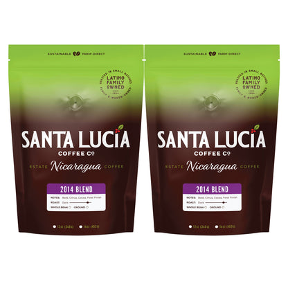 Two 16 ounce bag of Santa Lucia Coffee's Premium Single Origin Nicaraguan 2014 Roast Coffee