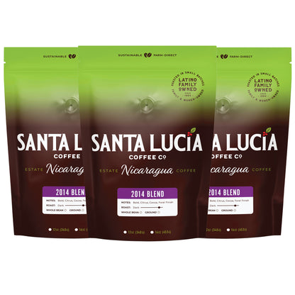 Three 16 ounce bag of Santa Lucia Coffee's Premium Single Origin Nicaraguan 2014 Roast Coffee