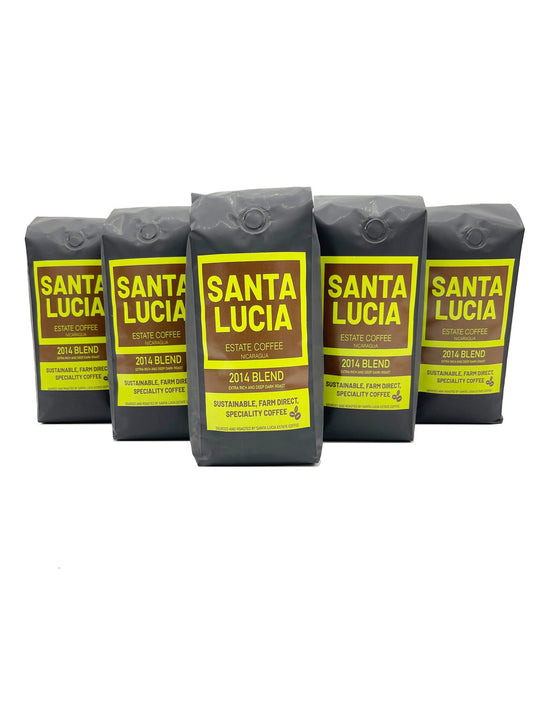 Five 16 ounce bags of Santa Lucia Estate Coffee's Premium Nicaraguan 2014 Roast Coffee