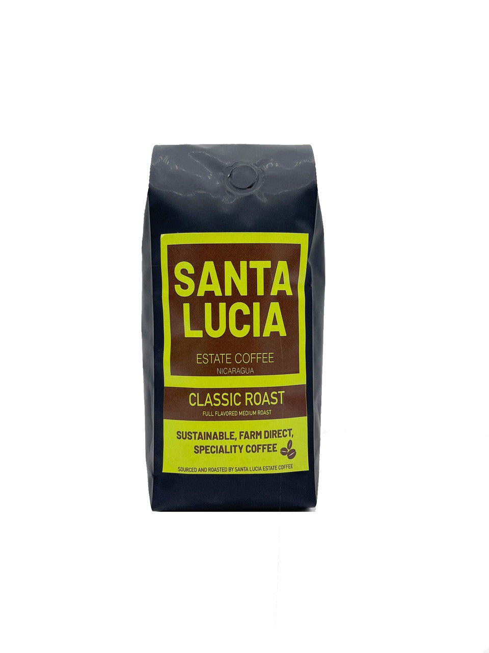 One 16 ounce bags of Santa Lucia Estate Coffee's Premium Nicaraguan Classic Roast Coffee