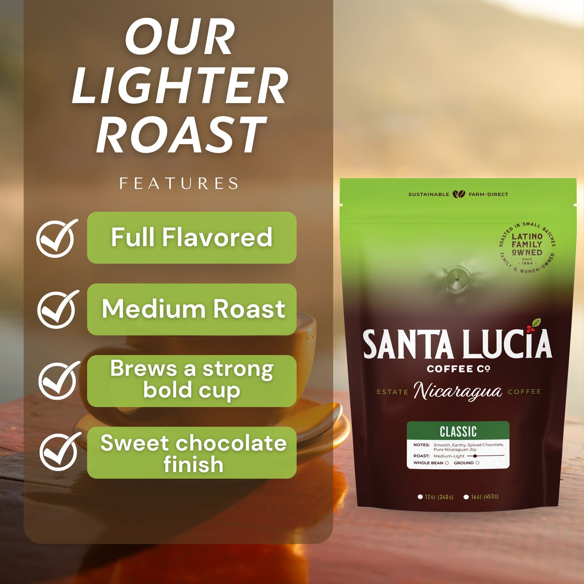 1 Pounds Classic Roast Coffee - Santa Lucia Coffee