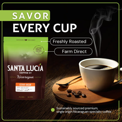 Santa Lucia Coffee's Premium Single Origin Nicaraguan Decaf Roast Coffee