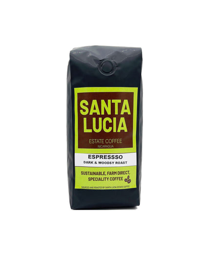 Three 16 ounce bags of Santa Lucia Estate Coffee's Premium Nicaraguan Espresso Roast Coffee