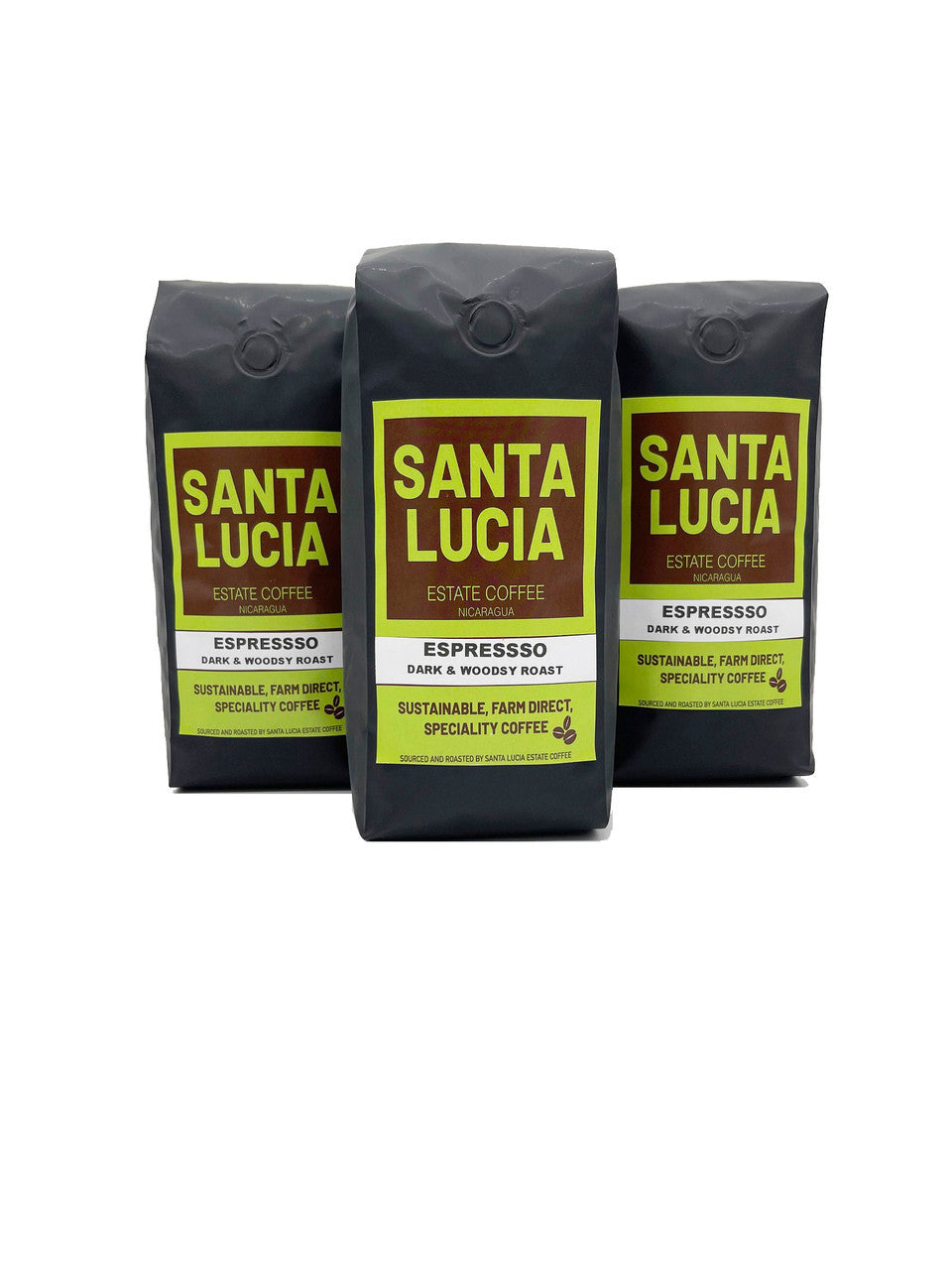 One 16 ounce bag of Santa Lucia Estate Coffee's Premium Nicaraguan Espresso Roast Coffee