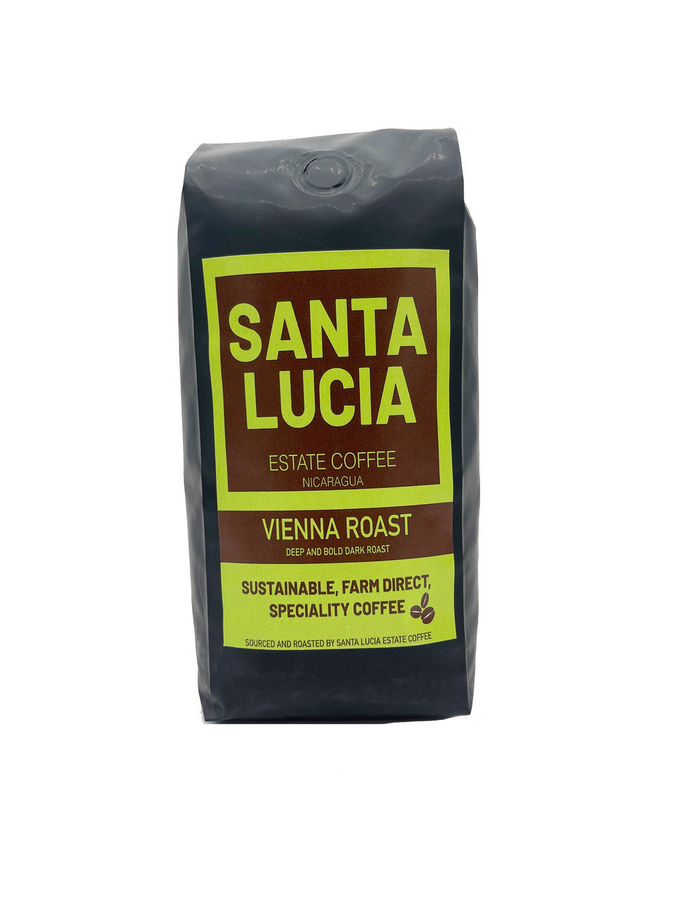 One 16 ounce bag of Santa Lucia Estate Coffee's Premium Nicaraguan Vienna Roast Coffee